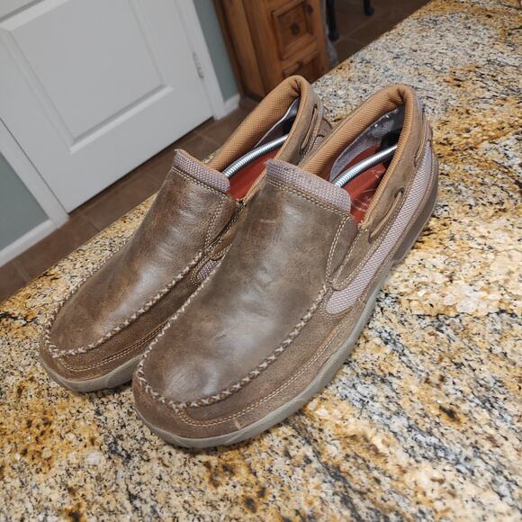 Twisted X Slip-On Driving Moc Brown Bomber Loafer Country MDMS002 Men's Sz 13M - Picture 1 of 11